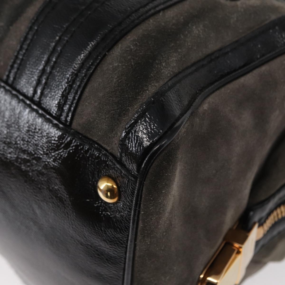 GUCCI Histeria Hand Bag Suede Black Gold 186235 Auth 153859