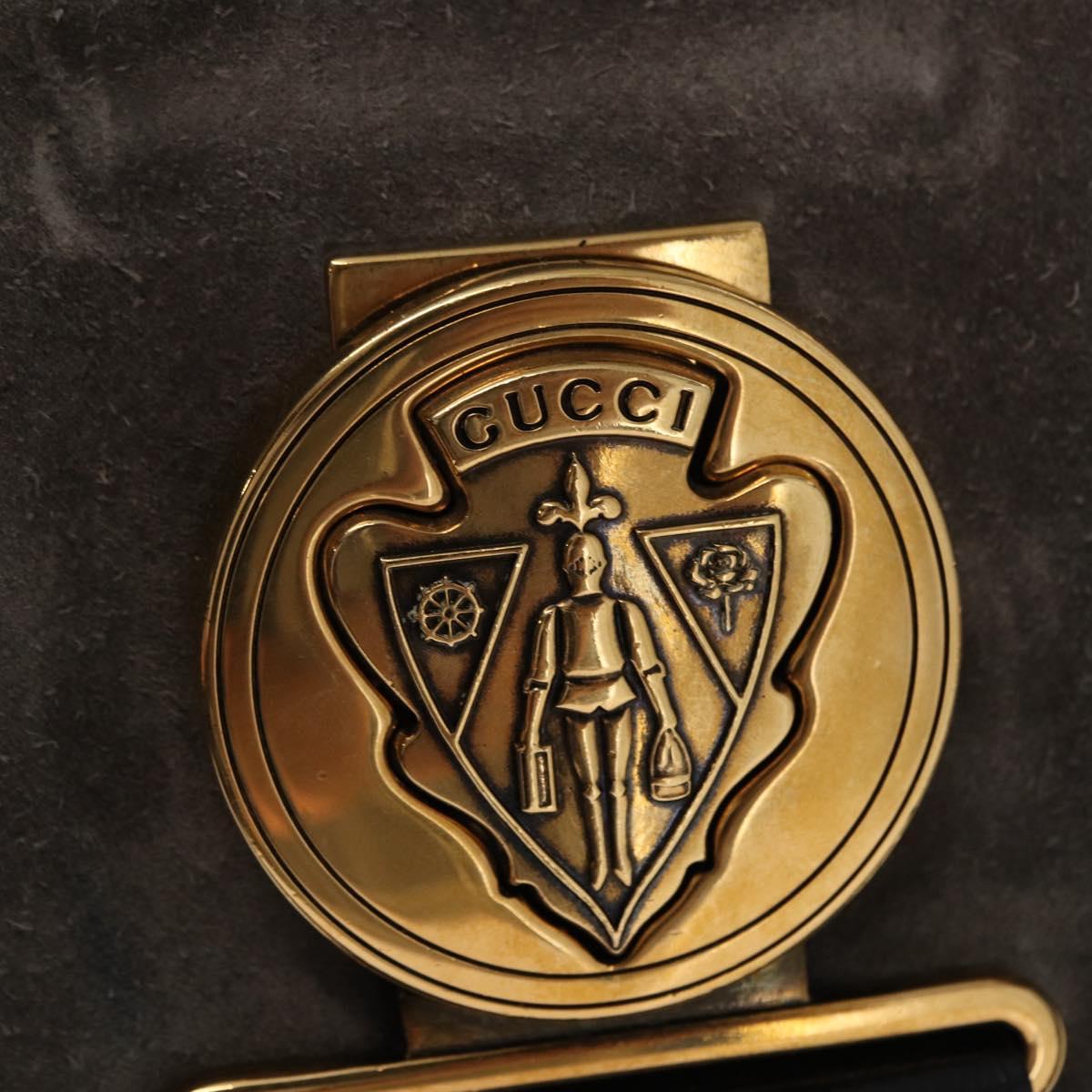 GUCCI Histeria Hand Bag Suede Black Gold 186235 Auth 153859