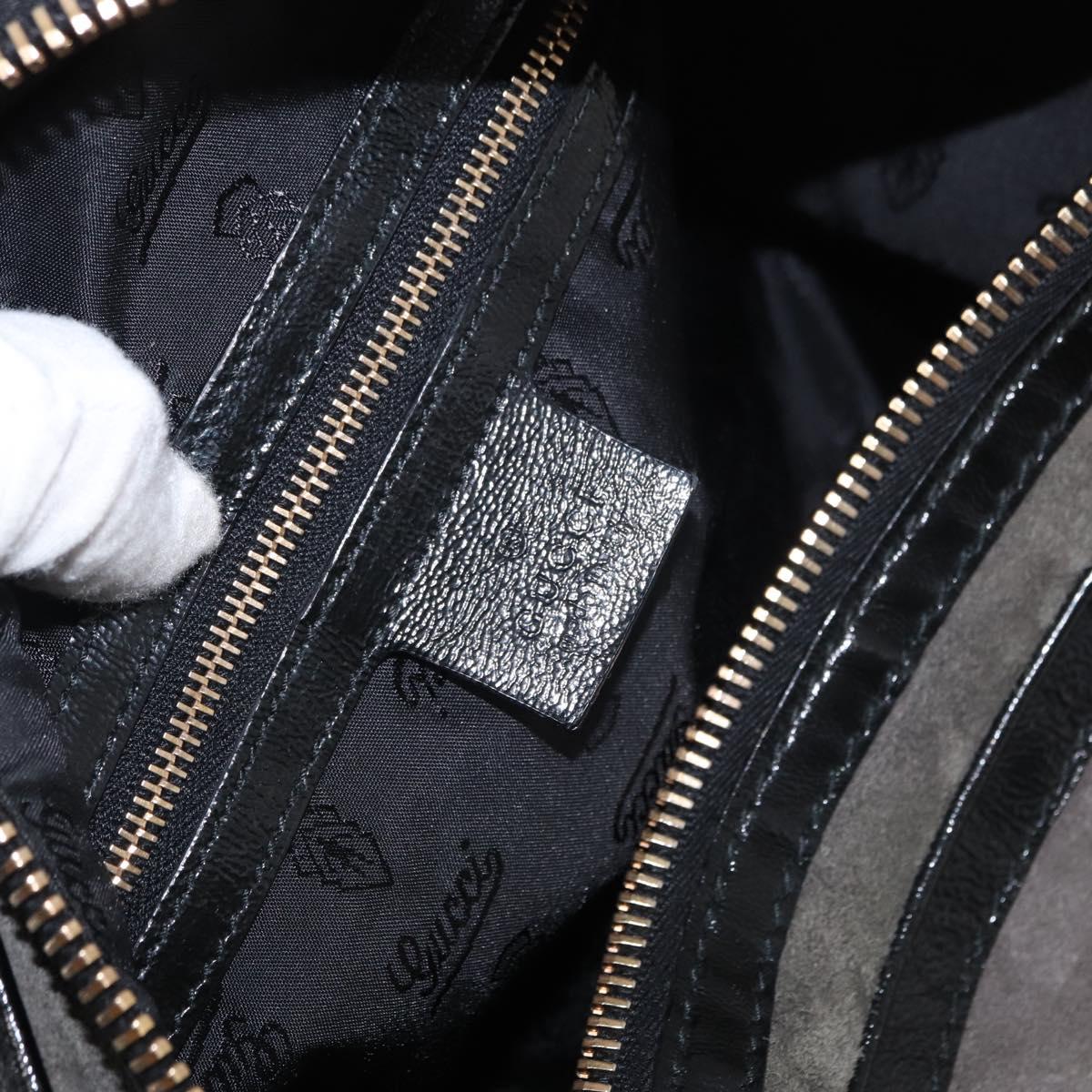 GUCCI Histeria Hand Bag Suede Black Gold 186235 Auth 153859