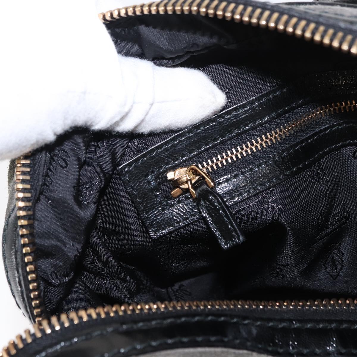 GUCCI Histeria Hand Bag Suede Black Gold 186235 Auth 153859