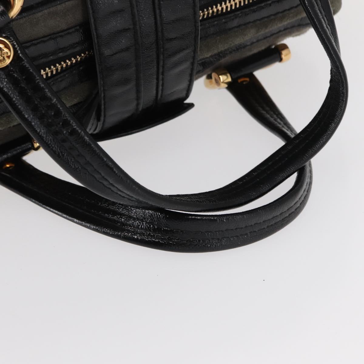 GUCCI Histeria Hand Bag Suede Black Gold 186235 Auth 153859