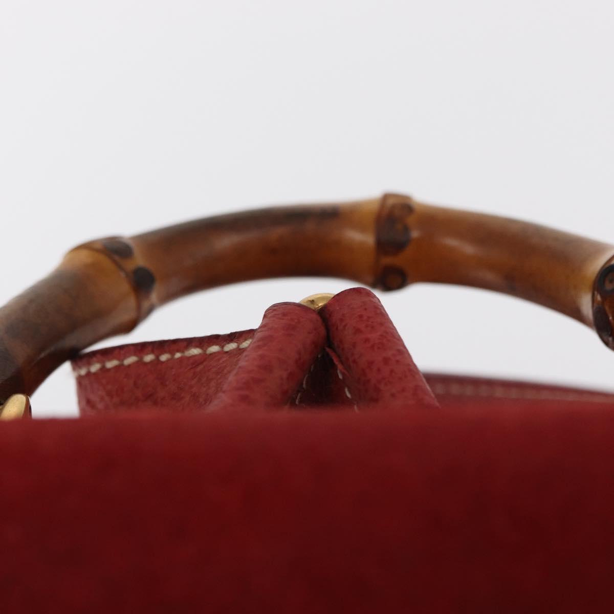 GUCCI Bamboo Backpack Leather Red Gold 003 1956 0030 Auth 153860