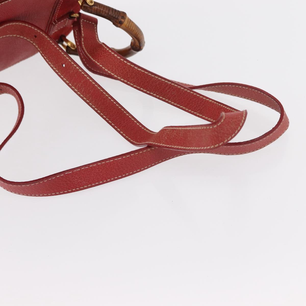 GUCCI Bamboo Backpack Leather Red Gold 003 1956 0030 Auth 153860