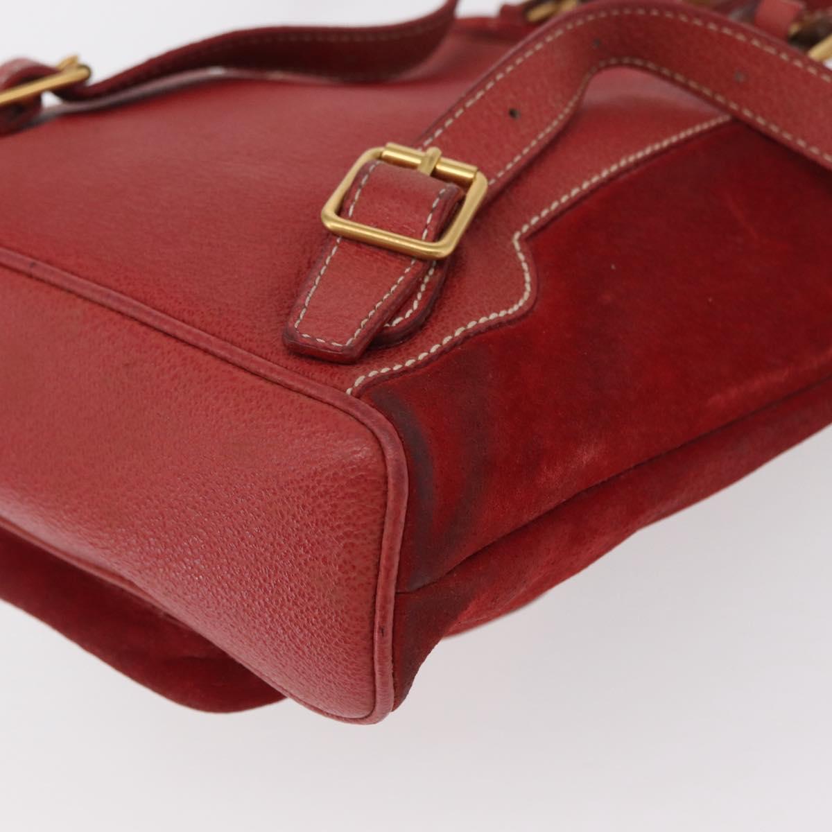 GUCCI Bamboo Backpack Leather Red Gold 003 1956 0030 Auth 153860