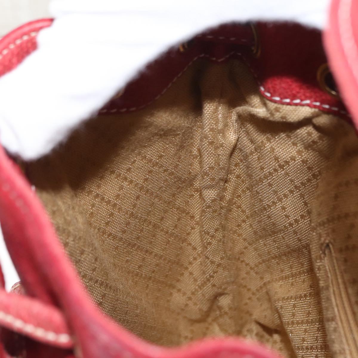 GUCCI Bamboo Backpack Leather Red Gold 003 1956 0030 Auth 153860