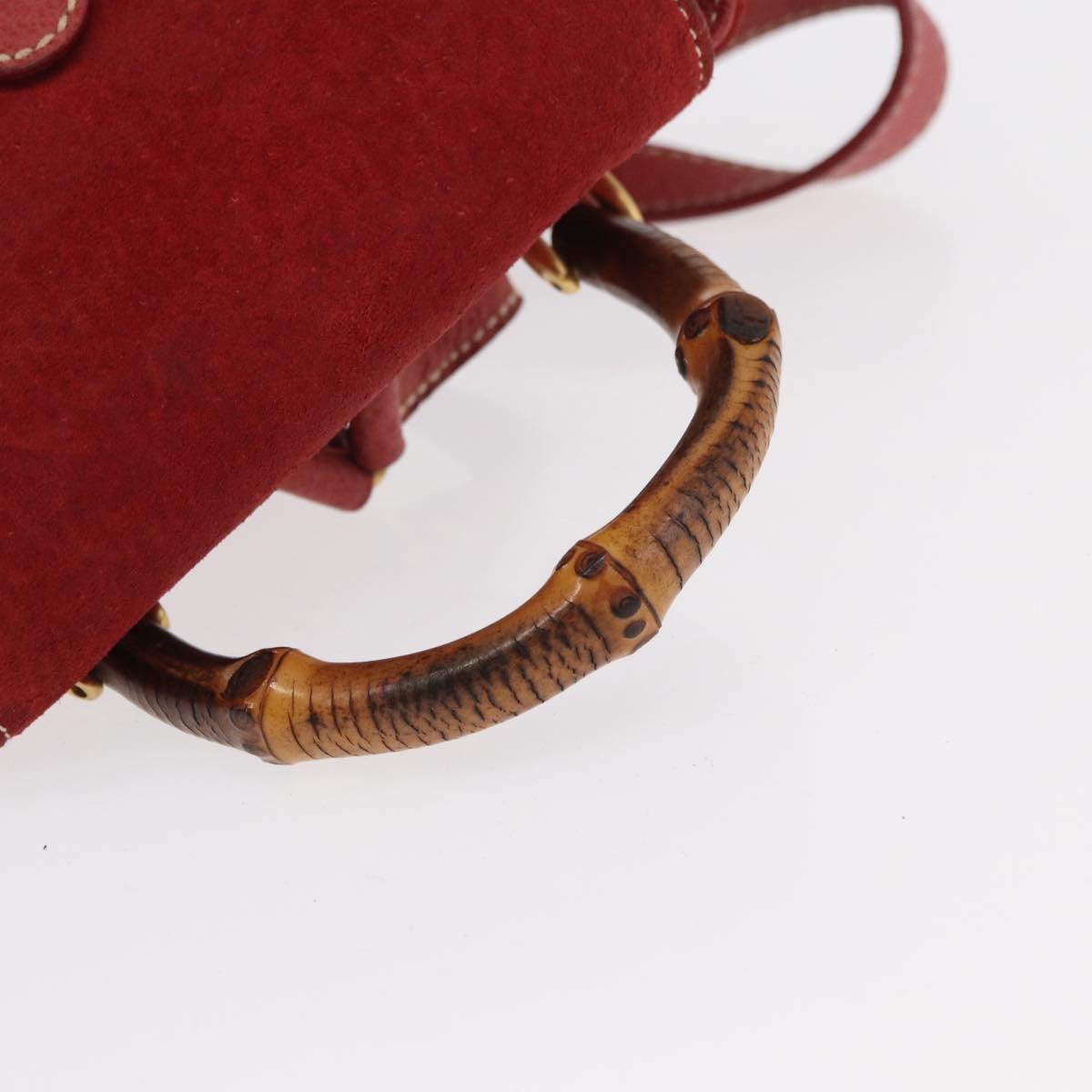 GUCCI Bamboo Backpack Leather Red Gold 003 1956 0030 Auth 153860