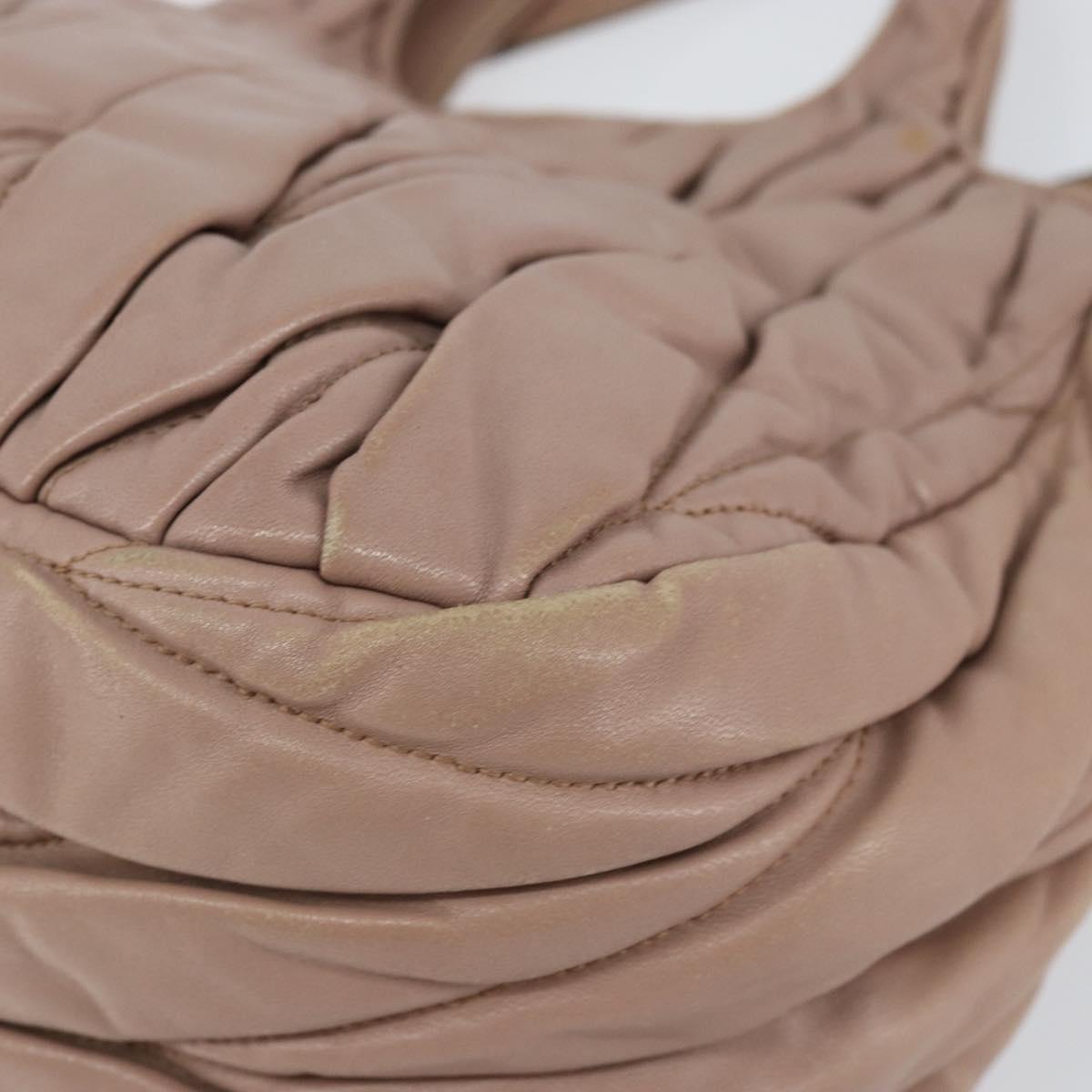 Miu Miu Matelasse Hand Bag Leather 2way Pink Gold Auth 153862