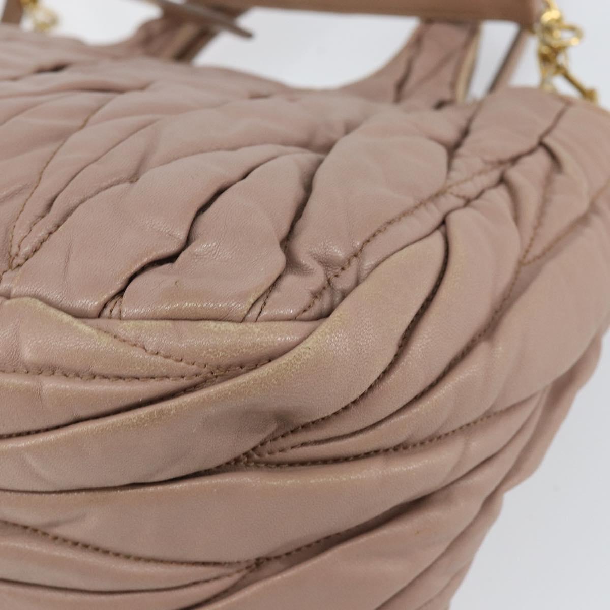 Miu Miu Matelasse Hand Bag Leather 2way Pink Gold Auth 153862