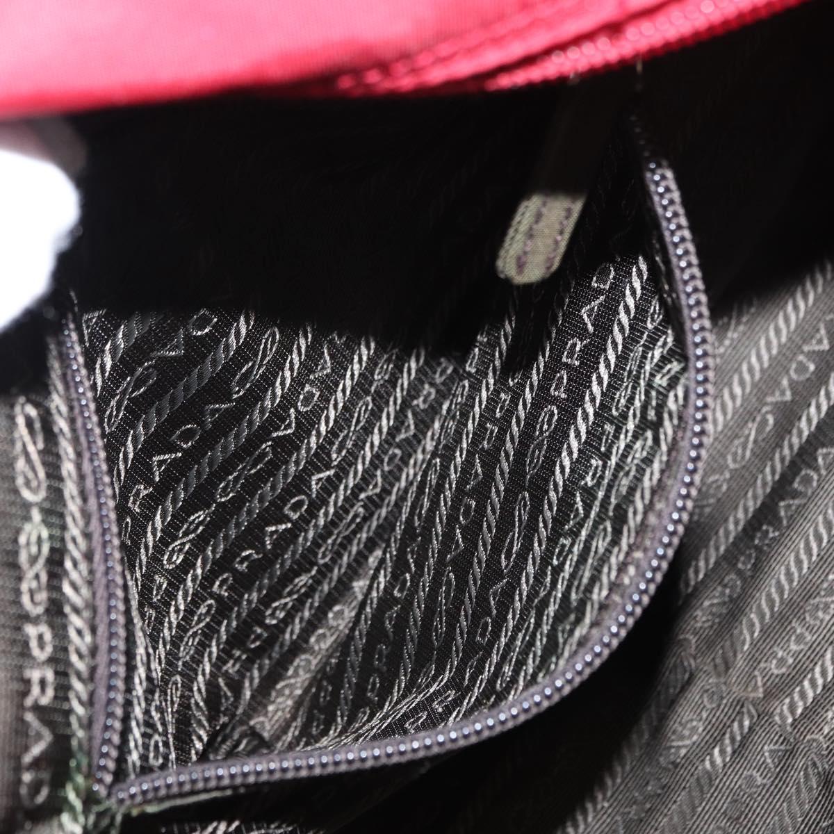 PRADA Tote Bag Nylon Red Silver Auth 153863