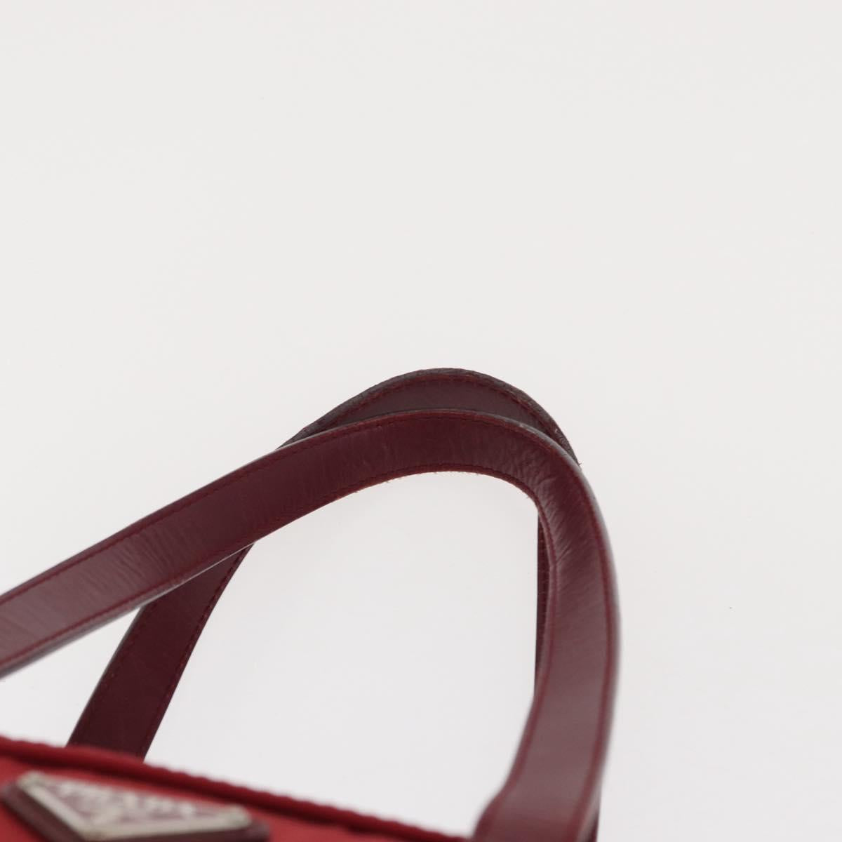 PRADA Tote Bag Nylon Red Silver Auth 153863