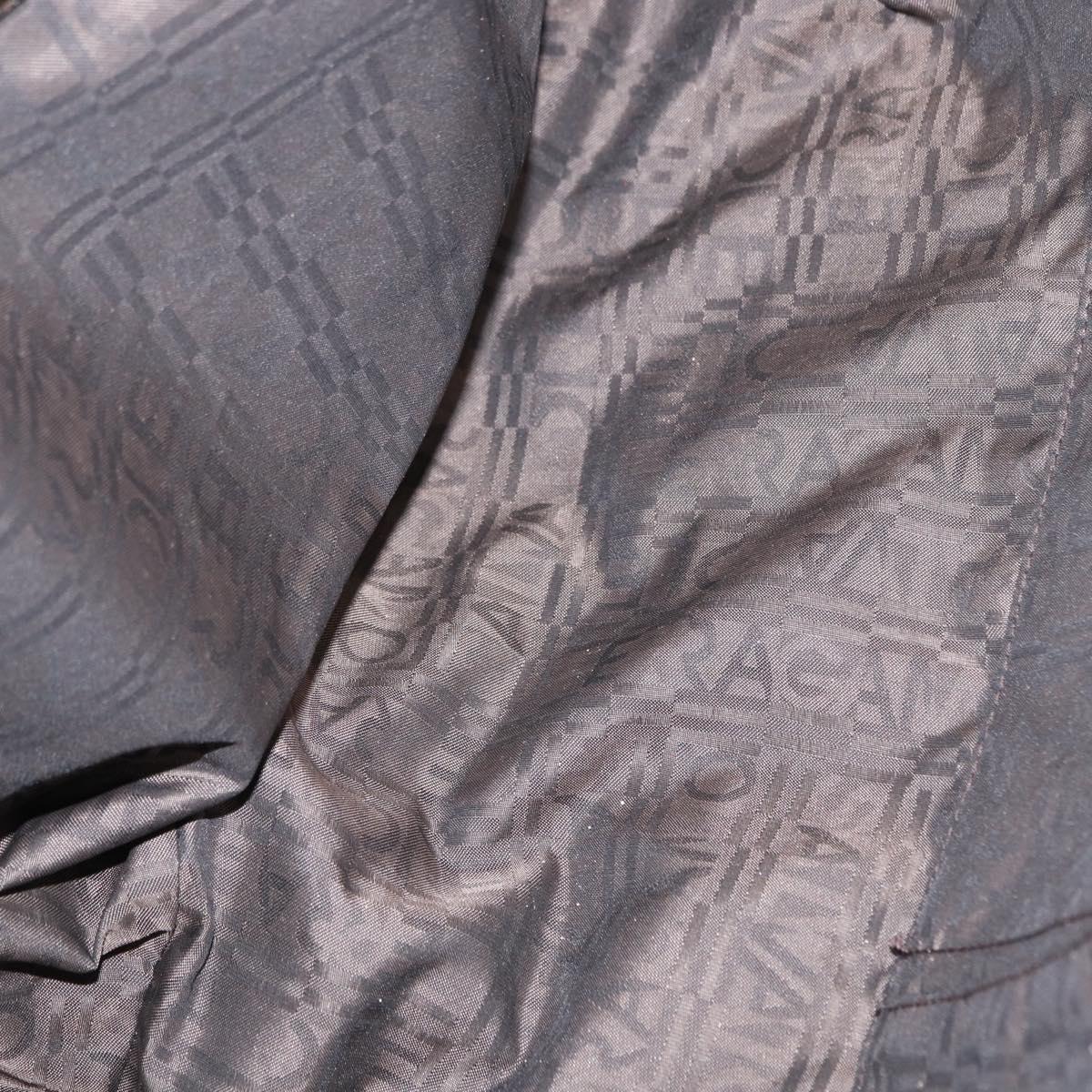 Salvatore Ferragamo Gancini Hand Bag Leather Silver Auth 153866