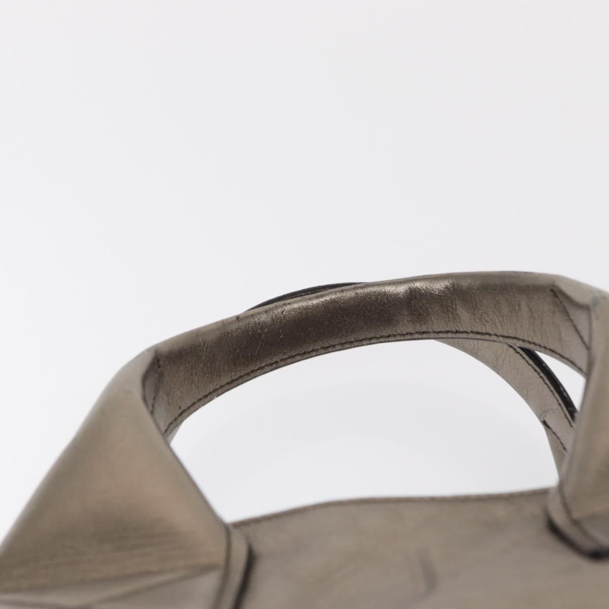Salvatore Ferragamo Gancini Hand Bag Leather Silver Auth 153866