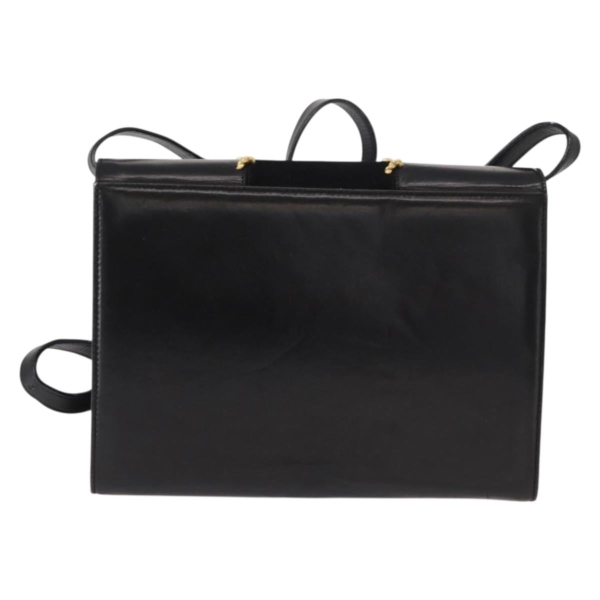 Salvatore Ferragamo Shoulder Bag Leather Black Gold Auth 153867