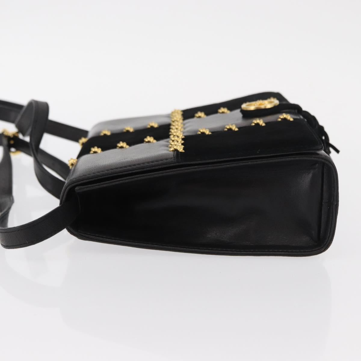 Salvatore Ferragamo Shoulder Bag Leather Black Gold Auth 153867