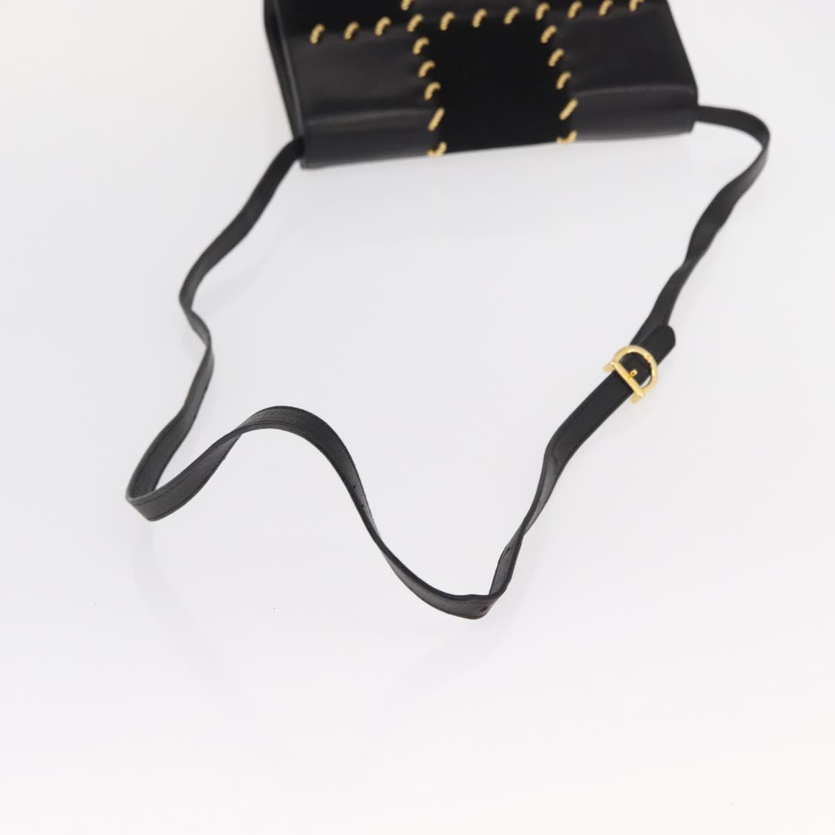 Salvatore Ferragamo Shoulder Bag Leather Black Gold Auth 153867