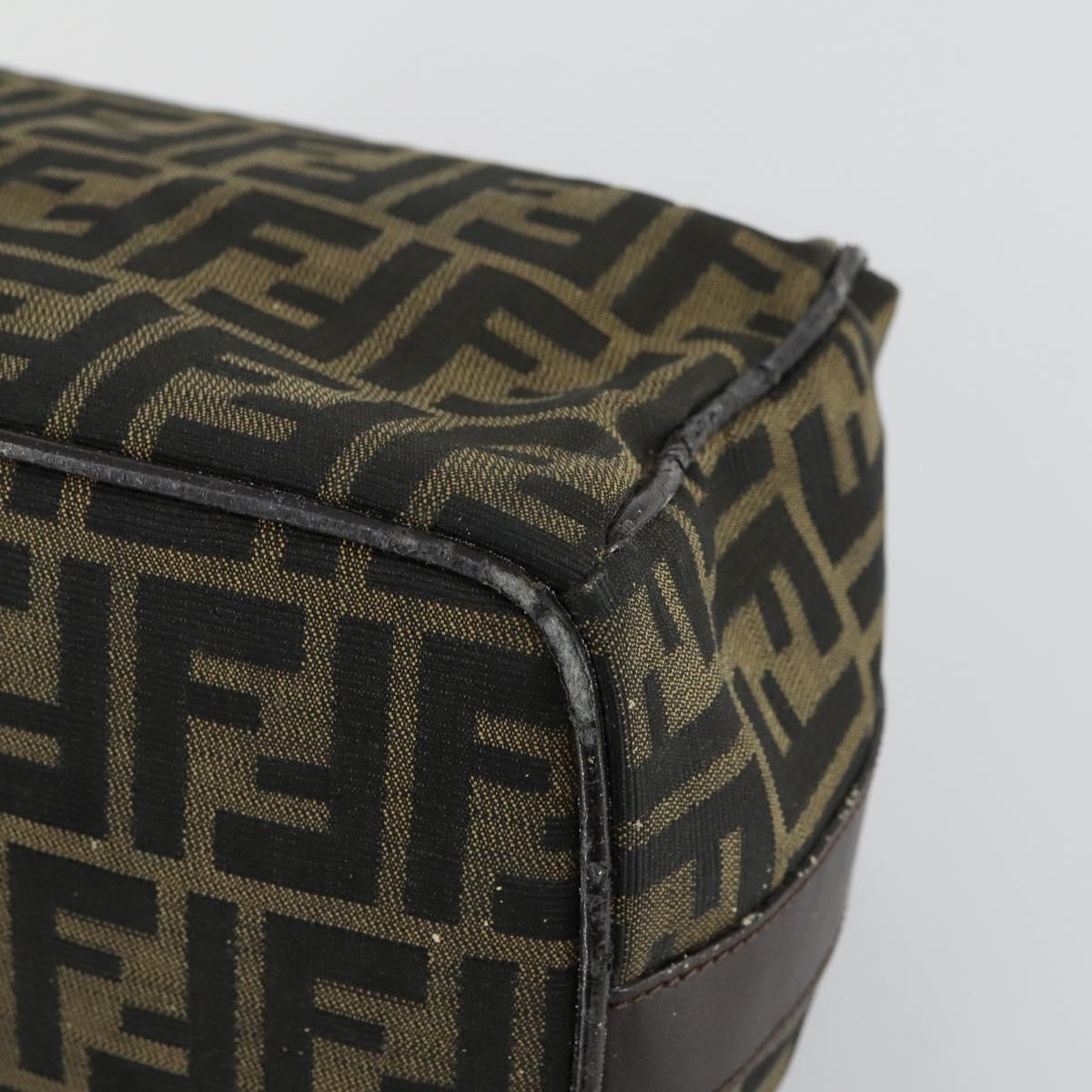 FENDI Zucca Canvas Vanity Pouch Black Brown Auth 153872