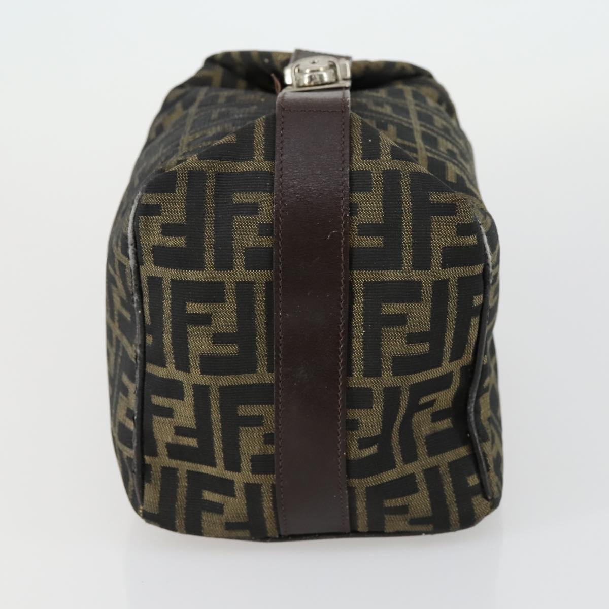 FENDI Zucca Canvas Vanity Pouch Black Brown Auth 153872