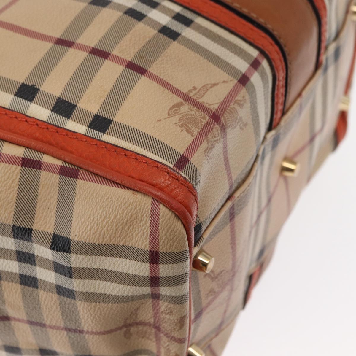 BURBERRY Nova Check Tote Bag PVC Beige Gold Auth 153873