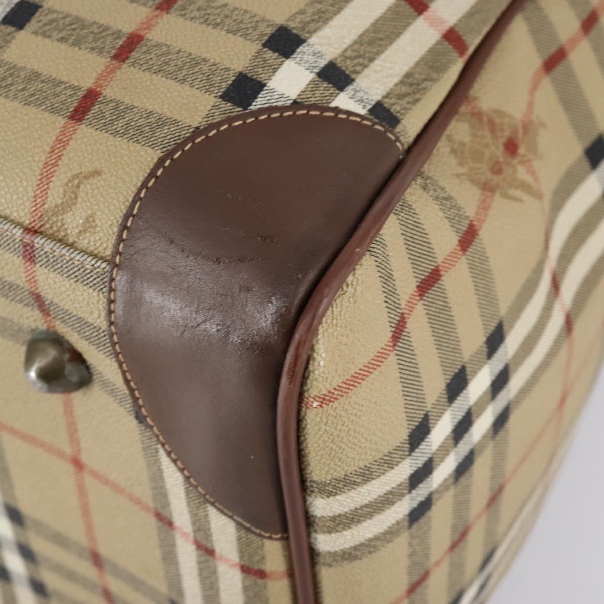 Burberrys Nova Check Boston Bag PVC 2way Beige Gold Auth 153874
