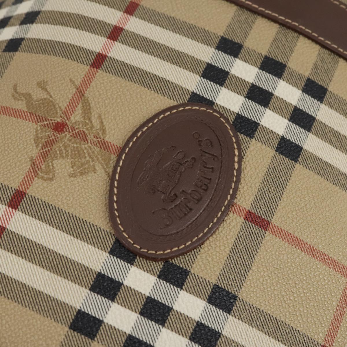 Burberrys Nova Check Boston Bag PVC 2way Beige Gold Auth 153874