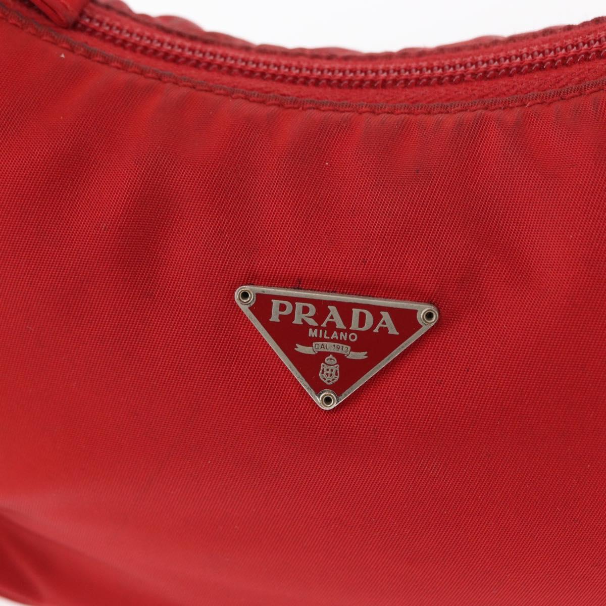 PRADA Hand Bag Nylon Red Auth 153880