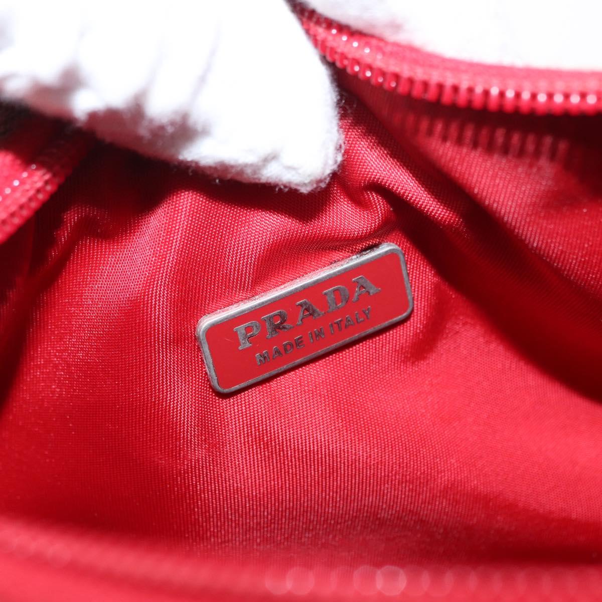 PRADA Hand Bag Nylon Red Auth 153880