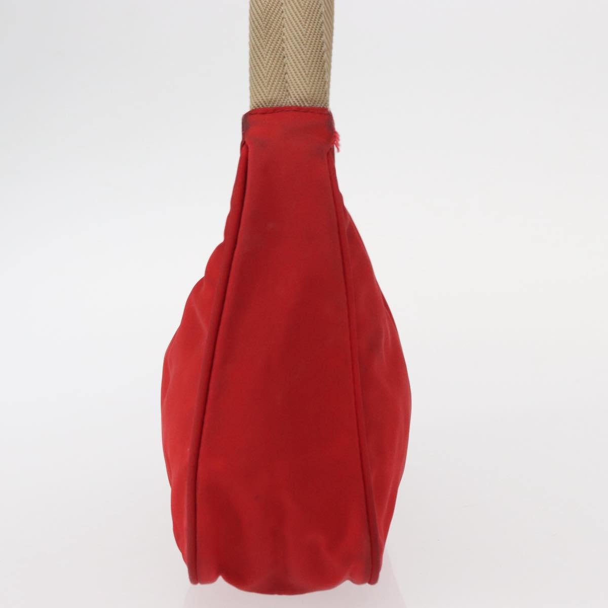 PRADA Hand Bag Nylon Red Auth 153880