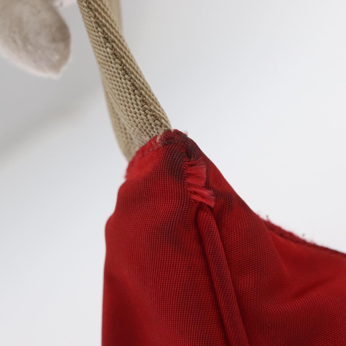PRADA Hand Bag Nylon Red Auth 153880