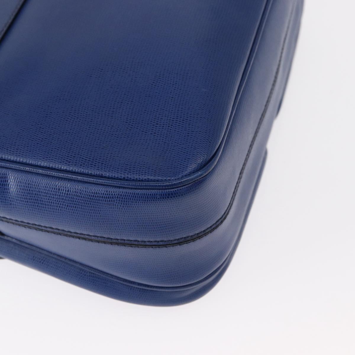 CELINE Circle Shoulder Bag Leather Blue Gold Auth 153882V