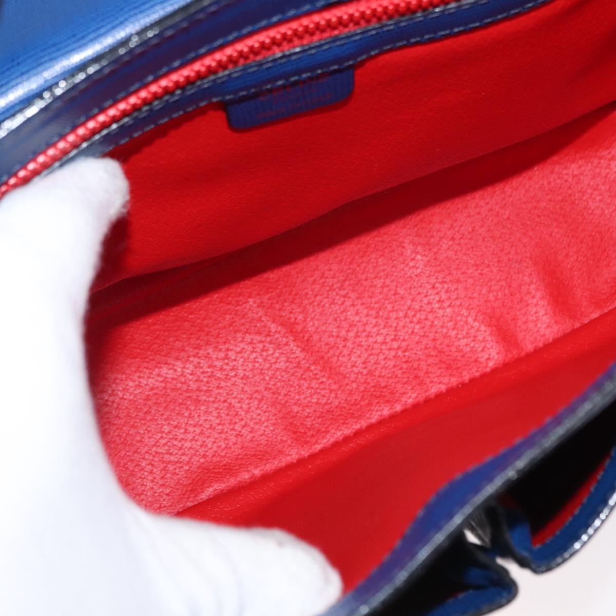 CELINE Circle Shoulder Bag Leather Blue Gold Auth 153882V