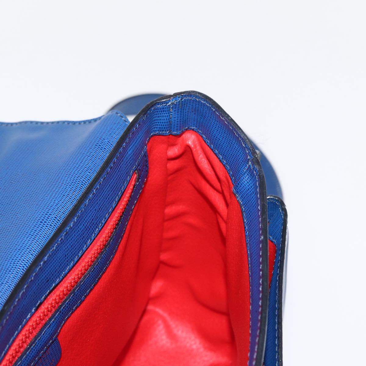 CELINE Circle Shoulder Bag Leather Blue Gold Auth 153882V