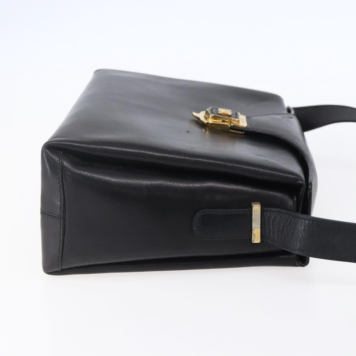 CELINE Shoulder Bag Leather Black Gold Auth 153884