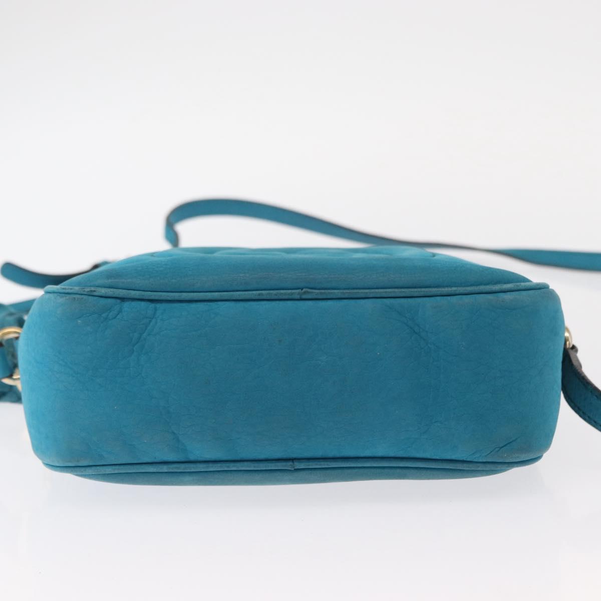 GUCCI Soho Shoulder Bag Suede Leather Blue Gold 308364 Auth 153895