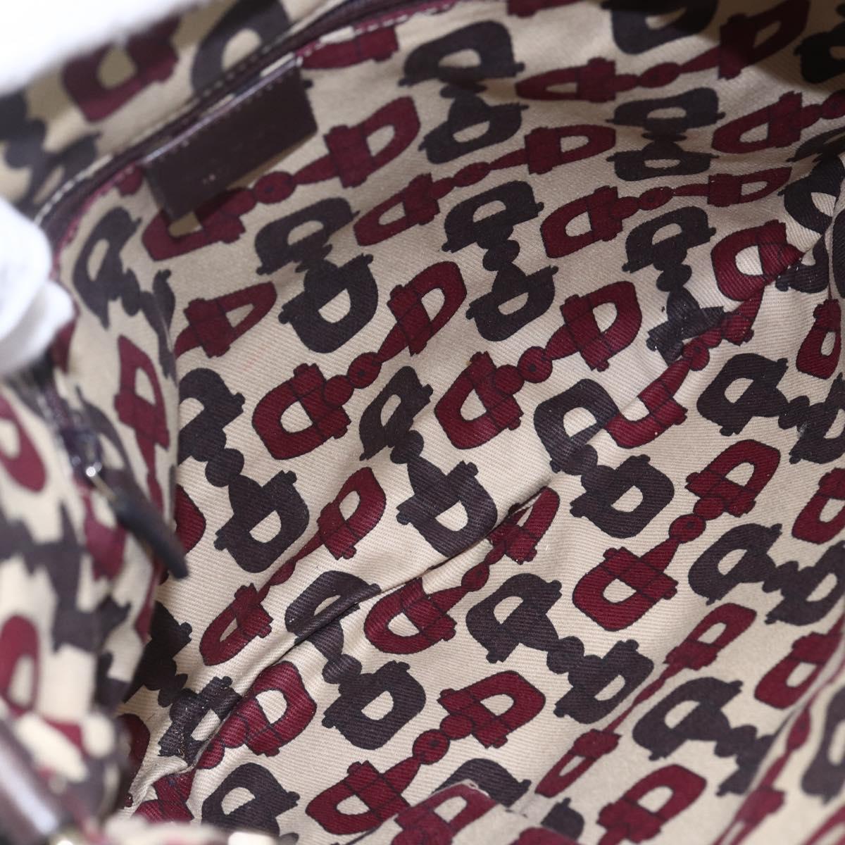 GUCCI GG Canvas Guccissima Abbey Bag Leather Bordeaux Gold 203257 Auth 153896