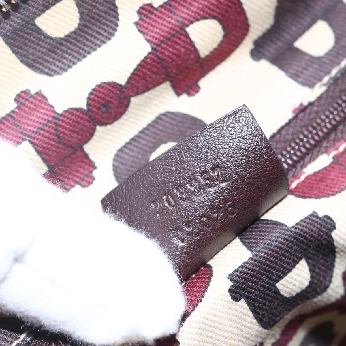 GUCCI GG Canvas Guccissima Abbey Bag Leather Bordeaux Gold 203257 Auth 153896