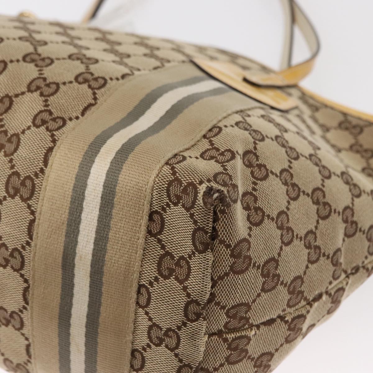 GUCCI GG Canvas Tote Bag Beige Gold 211971 Auth 153897