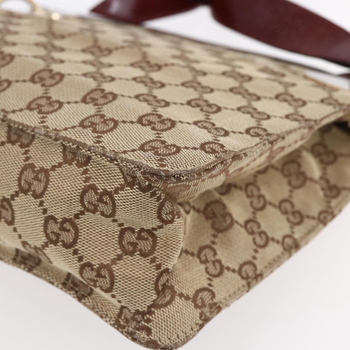 GUCCI GG Canvas Shoulder Bag Beige Gold 120841 Auth 153898