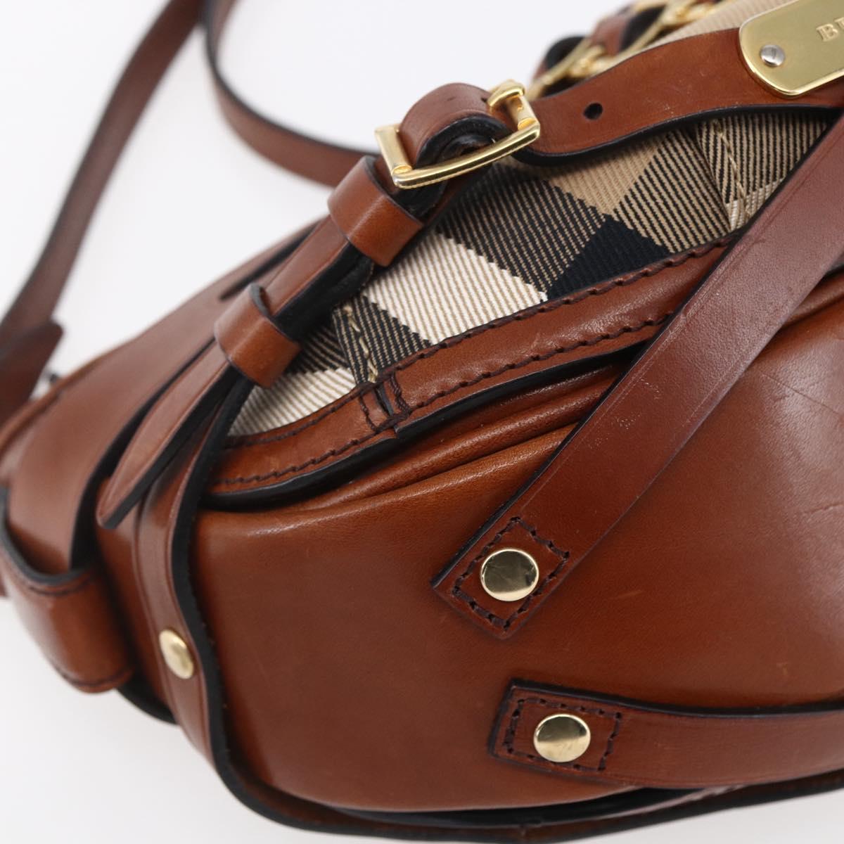 BURBERRY Nova Check Shoulder Bag Canvas Beige Gold Auth 153899