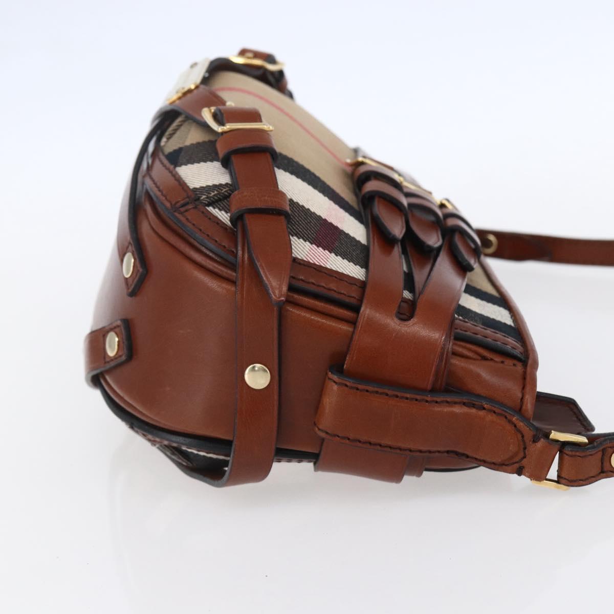 BURBERRY Nova Check Shoulder Bag Canvas Beige Gold Auth 153899