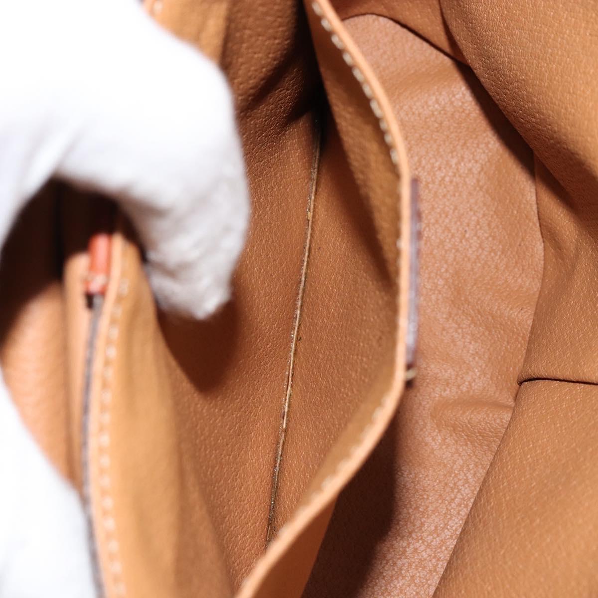 CELINE Macadam Canvas Hand Bag PVC Leather Brown Gold Auth 153900