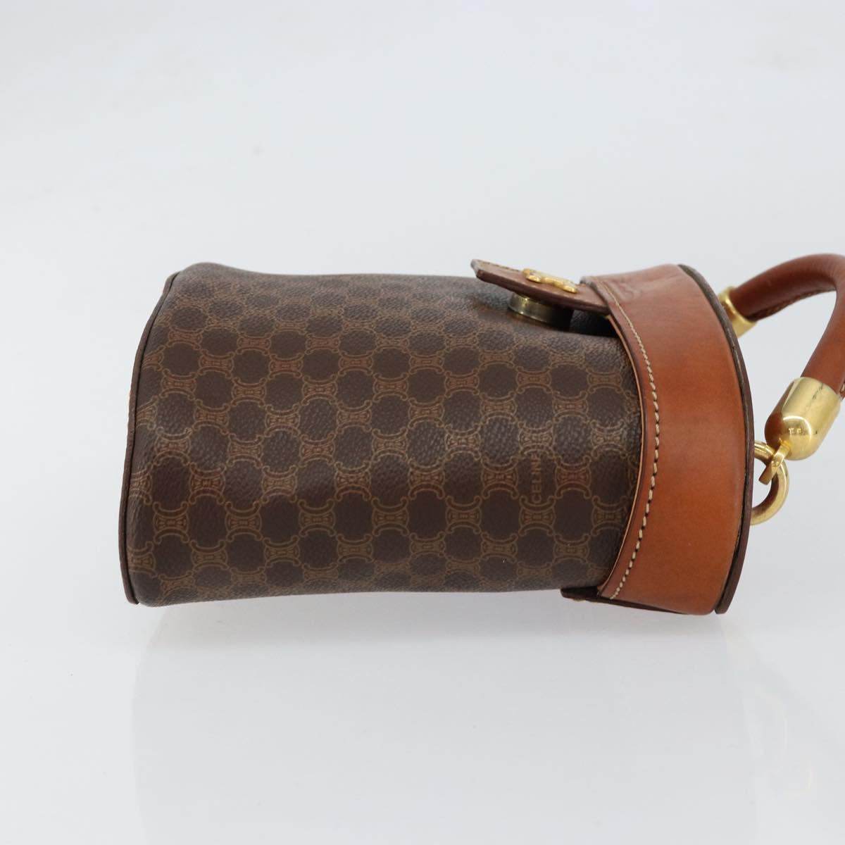 CELINE Macadam Canvas Hand Bag PVC Leather Brown Gold Auth 153900