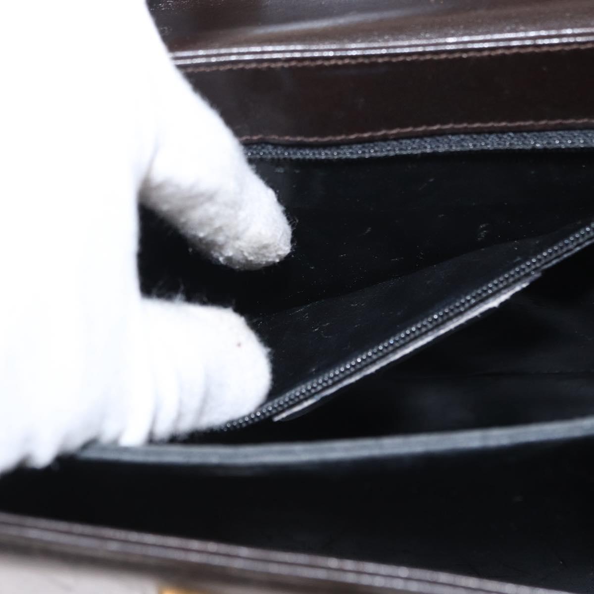 Salvatore Ferragamo Gancini Hand Bag Leather Black Gold Auth 153902