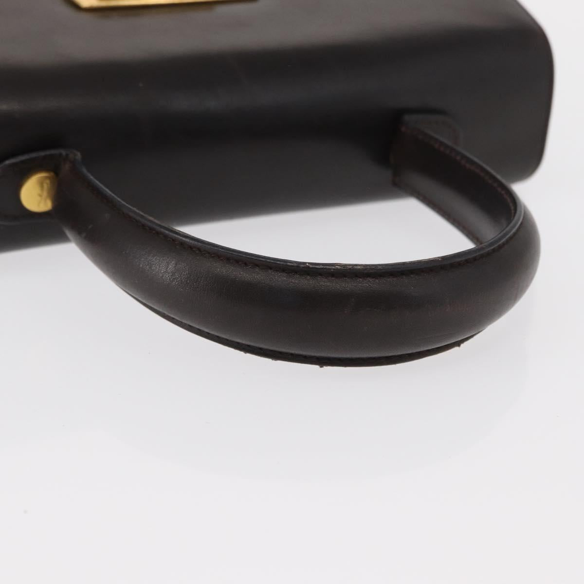 Salvatore Ferragamo Gancini Hand Bag Leather Black Gold Auth 153902