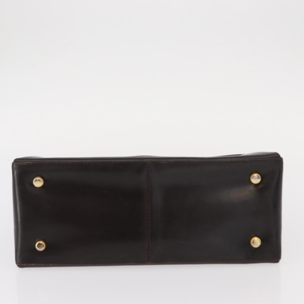 Salvatore Ferragamo Gancini Hand Bag Leather Black Gold Auth 153902