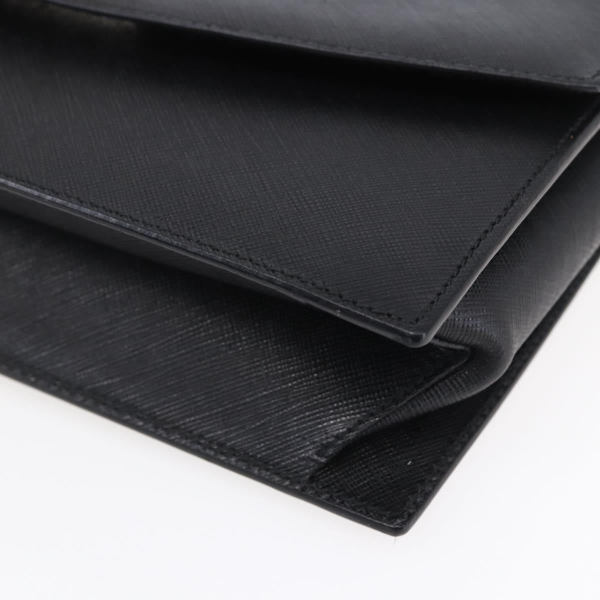 Salvatore Ferragamo Gancini Shoulder Bag Leather Black Silver Auth 153903