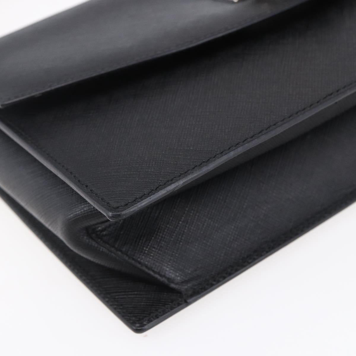 Salvatore Ferragamo Gancini Shoulder Bag Leather Black Silver Auth 153903