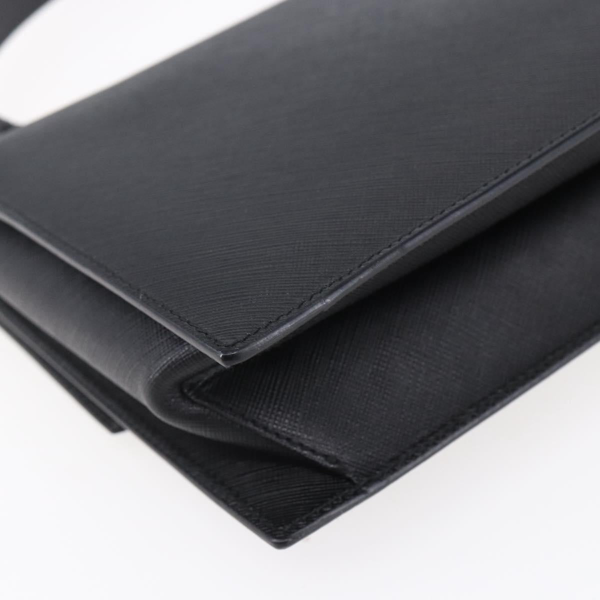 Salvatore Ferragamo Gancini Shoulder Bag Leather Black Silver Auth 153903