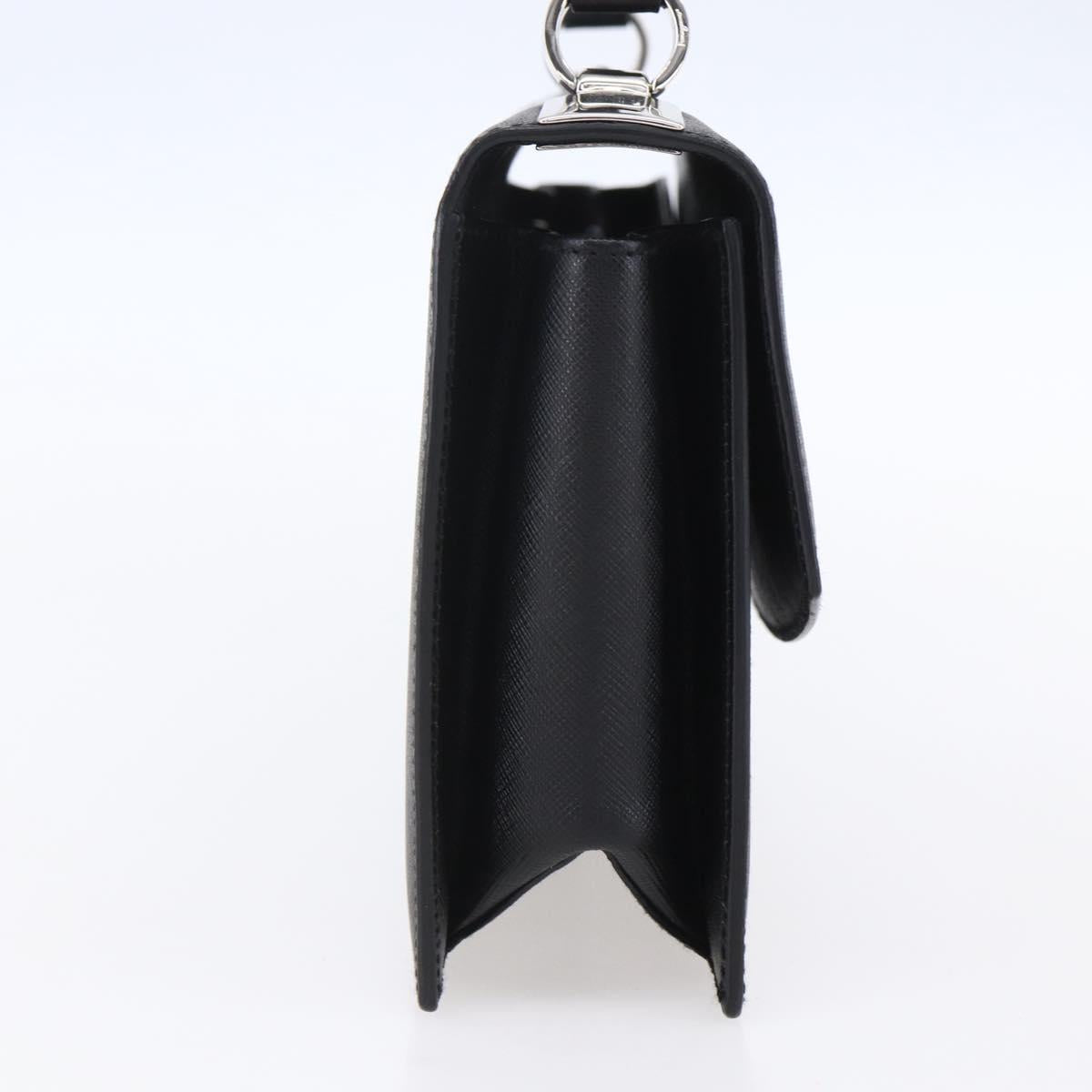 Salvatore Ferragamo Gancini Shoulder Bag Leather Black Silver Auth 153903