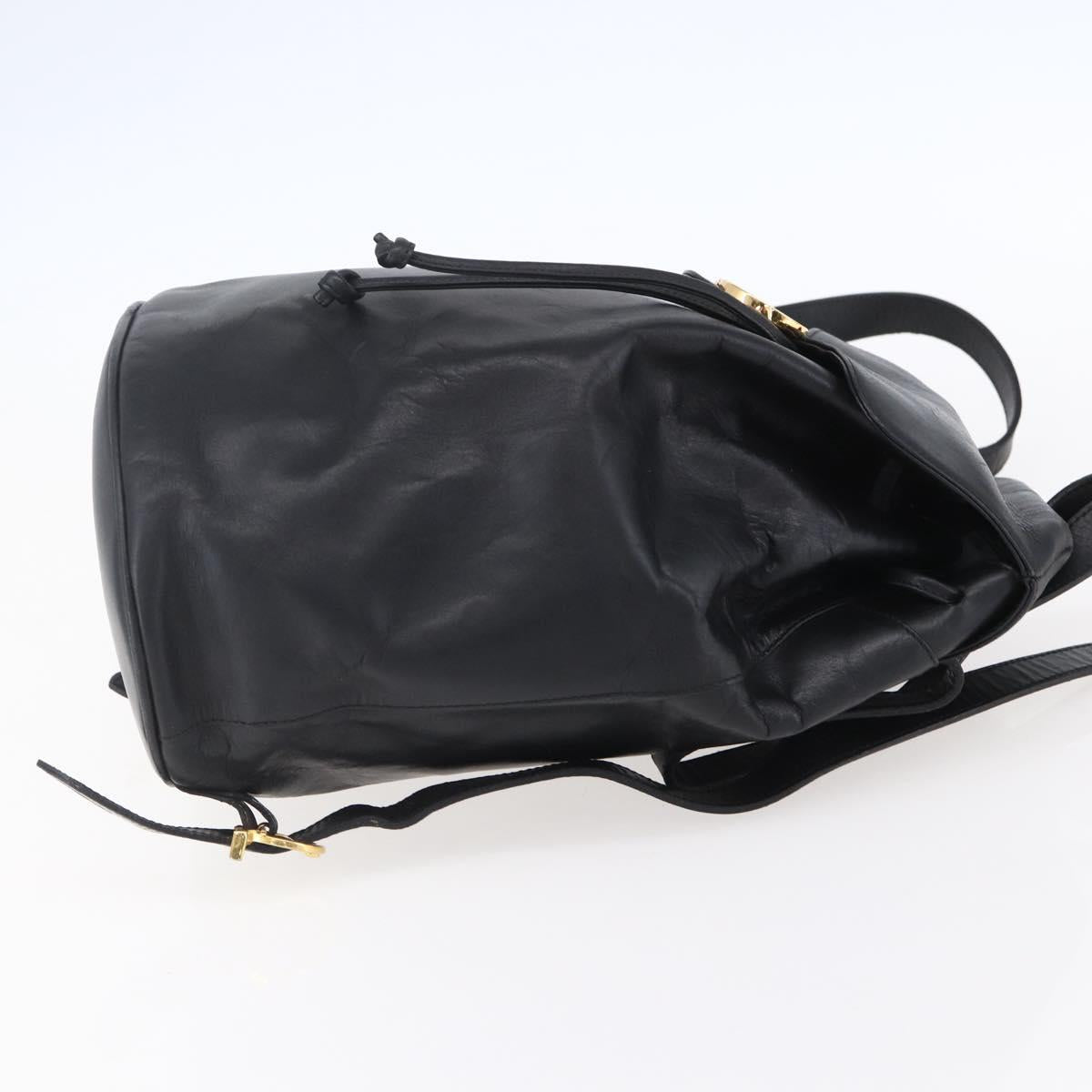 Salvatore Ferragamo Gancini Backpack Leather Black Gold Auth 153904