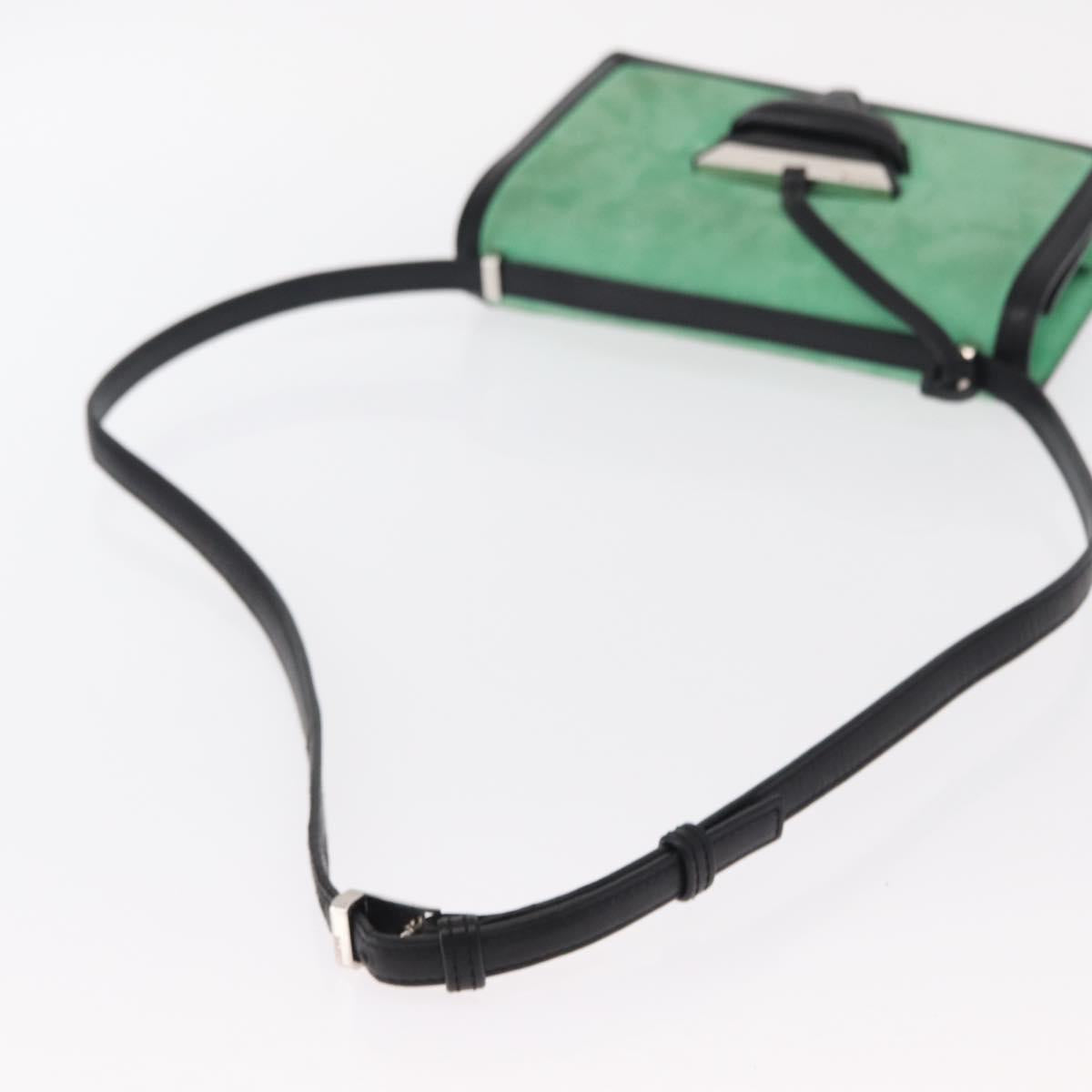 LOEWE Barcelona Shoulder Bag Suede Leather Green Silver Auth 153905